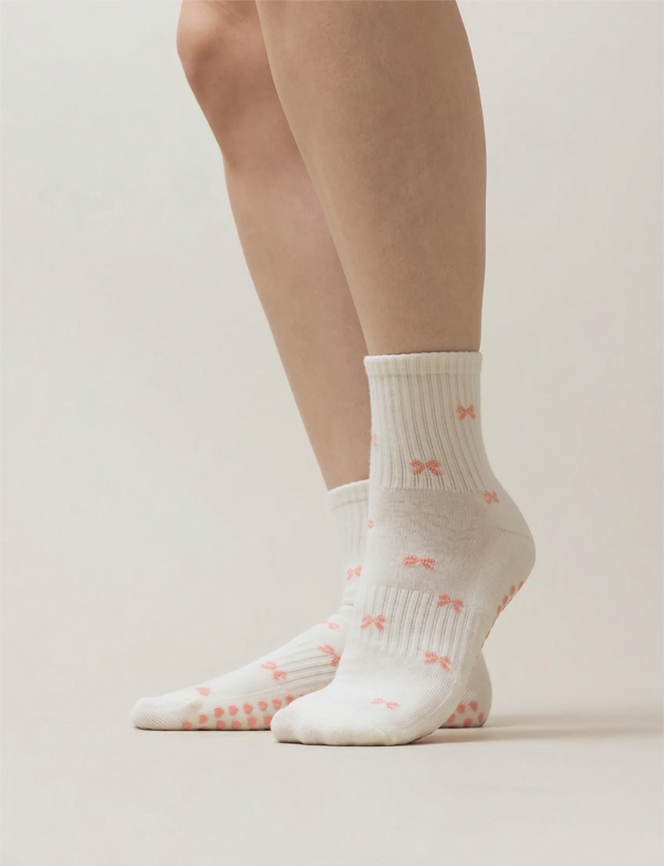 Pilates Socken mit Schleifchen I Beige
