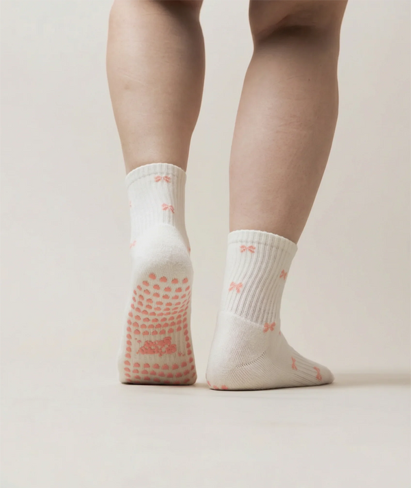 Pilates Socken mit Schleifchen I Beige
