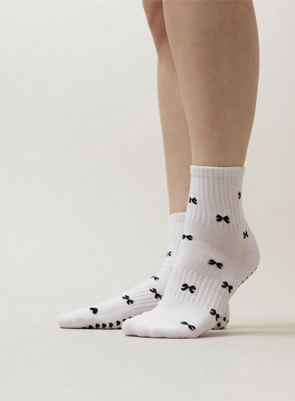 Pilates Socken mit Schleifchen I Weiß