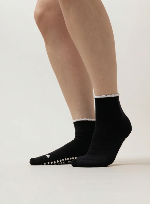 Pilates Socken Basic Mid Crew I Schwarz