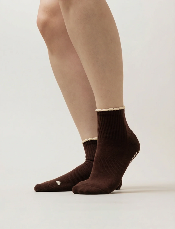 Pilates Socken Basic Mid Crew I Espresso