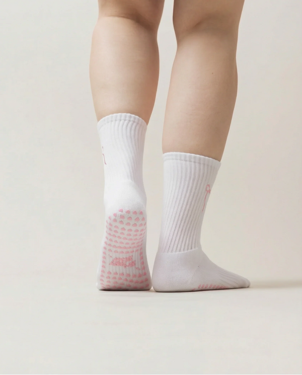 Pilates Socken aus Baumwolle mit rosa Schleife