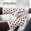 Rutschfeste Pilates Socken im Herzdesign in beige rot