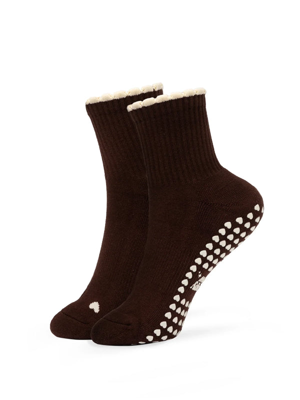 Pilates Socken Basic Mid Crew I Espresso