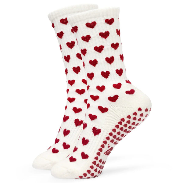 Pilates Socken aus Baumwolle I Full Hearts Rot