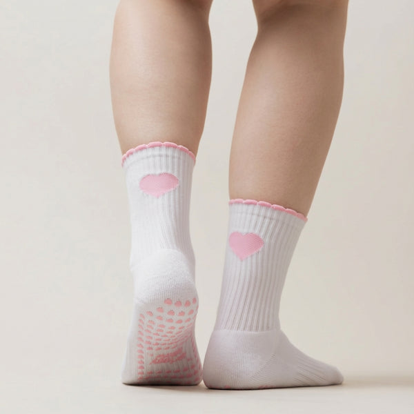 Pilates Socken aus Baumwolle I Big Heart Rosa - 36-41