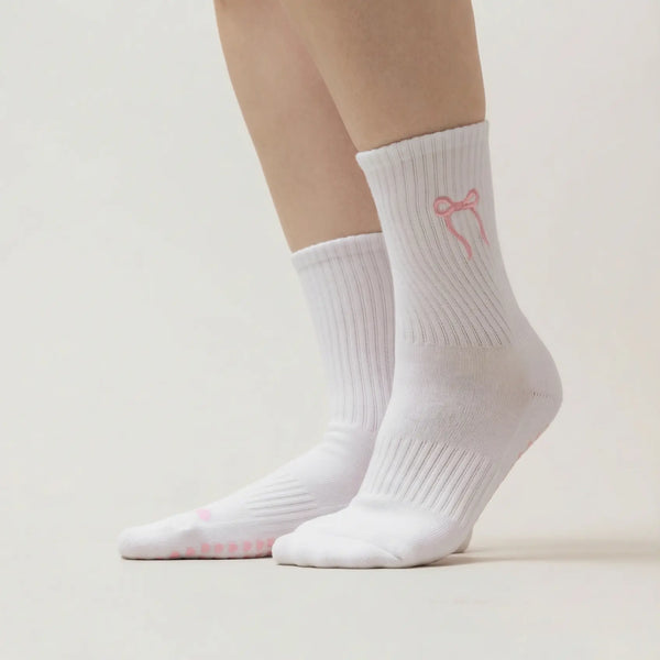 Pilates Socken aus Baumwolle I Rosa Schleife