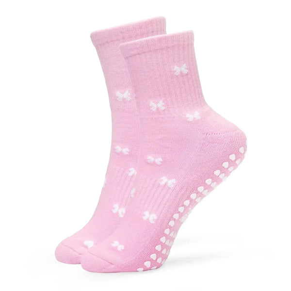 Pilates Socken aus Baumwolle I Schleifchen I Rosa