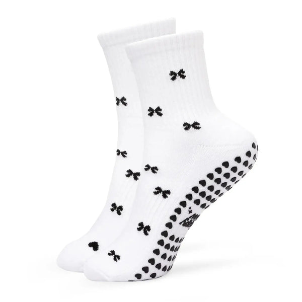 Pilates Socken aus Baumwolle I Schleifchen I Weiß - 36-41