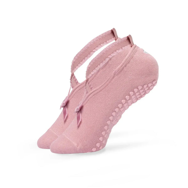 Ballerina Pilates Socken mit Riemchen I Rosa - 36-41
