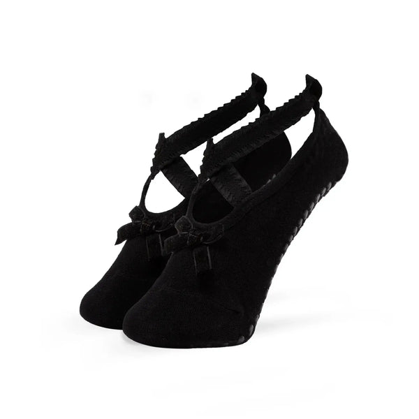 Ballerina Pilates Socken mit Riemchen I Schwarz