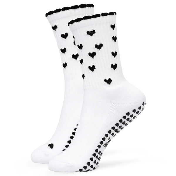 Pilates Socken aus Baumwolle I Ruffle Heart Schwarz - 36-41