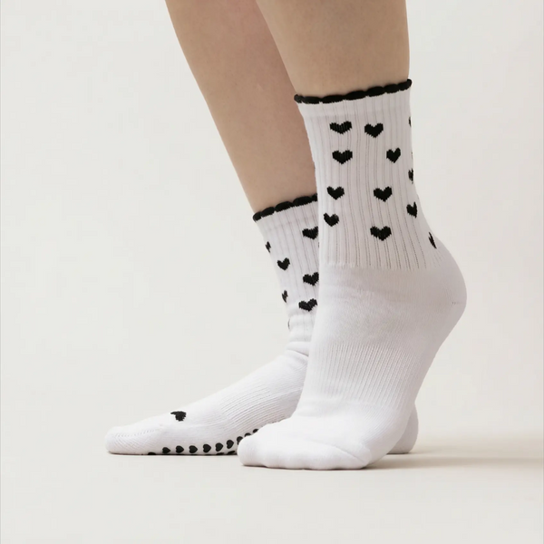 Pilates Socken aus Baumwolle I Ruffle Heart Schwarz