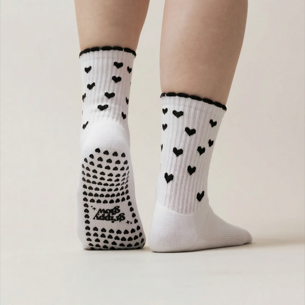 Pilates Socken aus Baumwolle I Ruffle Heart Schwarz - 36-41
