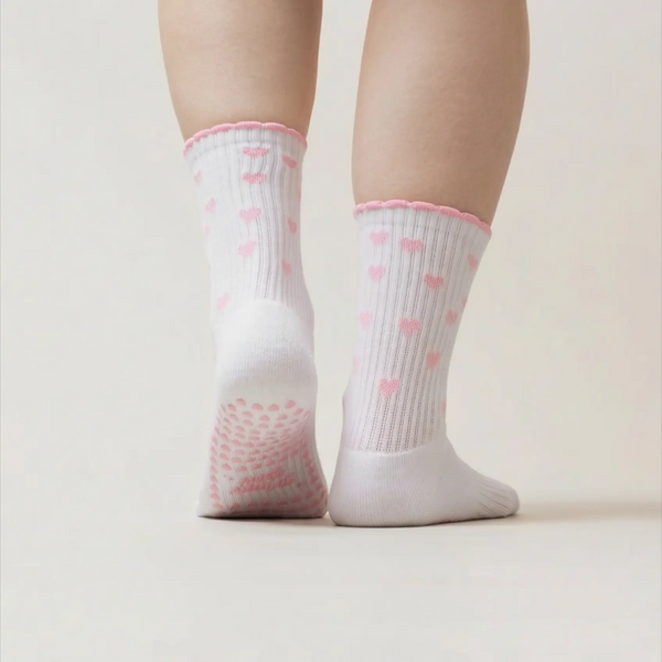 Pilates Socken aus Baumwolle I Ruffle Heart Rosa