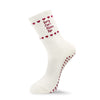 Pilates Socke in beige mit rotem Spruch