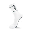 Pilates Socke in weiß mit schwarzem Spruch 